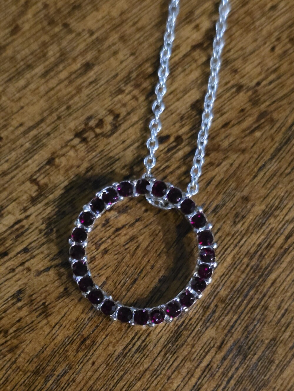 Avon Ruby Red July Birthstone Pendant Necklace, Silvertone